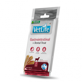 Дентални лакомства за подкрепа на стомашно-чревния тракт Vet Life Dog Dental Treat Gastro Intestinal Medium and Maxi за кучета от средни и едри породи   с артишок и резене 100 гр